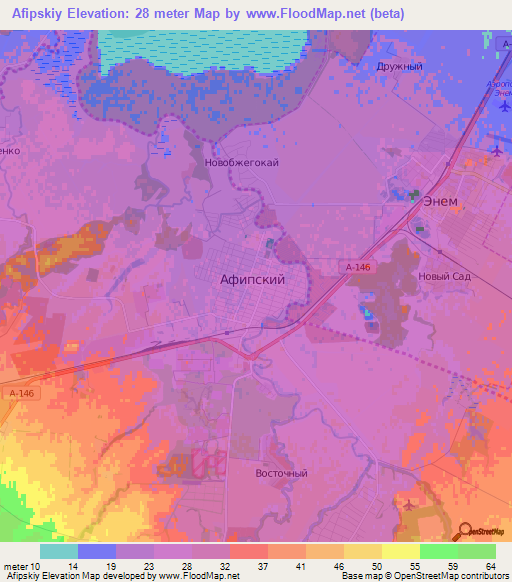 Afipskiy,Russia Elevation Map