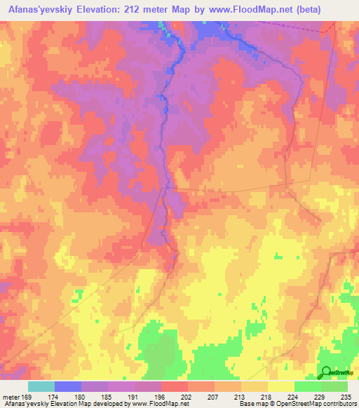 Afanas'yevskiy,Russia Elevation Map