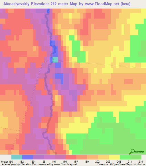 Afanas'yevskiy,Russia Elevation Map