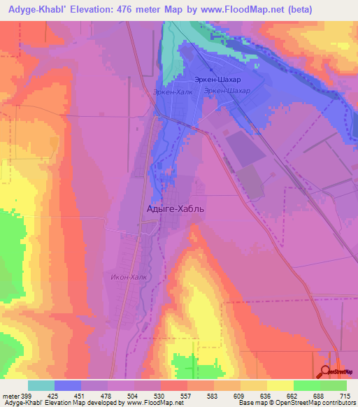 Adyge-Khabl',Russia Elevation Map