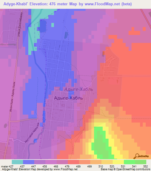 Adyge-Khabl',Russia Elevation Map