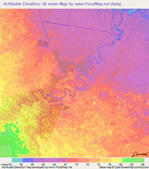 Achikulak,Russia Elevation Map