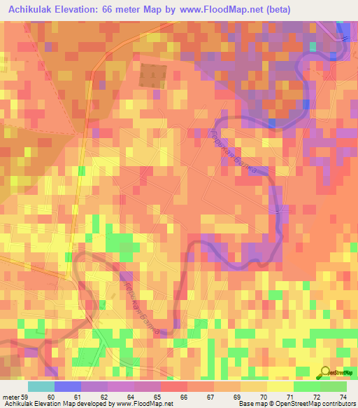 Achikulak,Russia Elevation Map