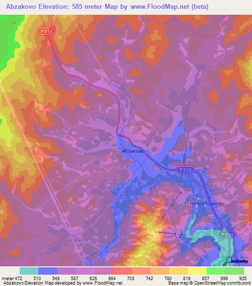 Abzakovo,Russia Elevation Map