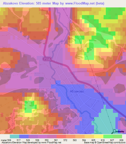Abzakovo,Russia Elevation Map