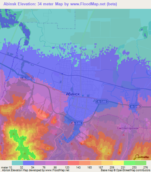 Abinsk,Russia Elevation Map