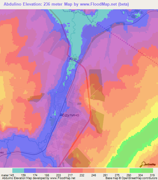 Abdulino,Russia Elevation Map