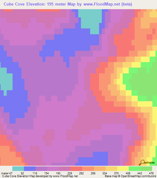 Cube Cove,US Elevation Map