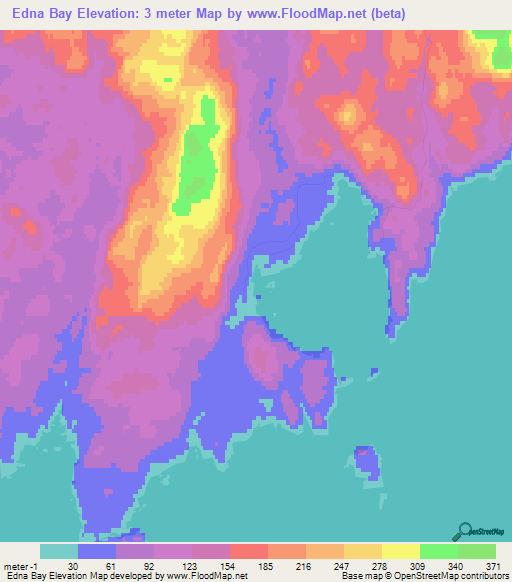 Edna Bay,US Elevation Map