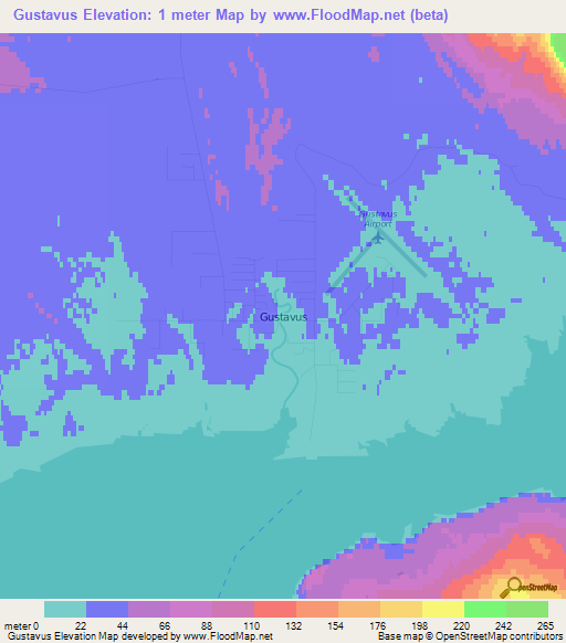 Gustavus,US Elevation Map