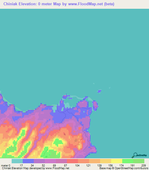 Chiniak,US Elevation Map