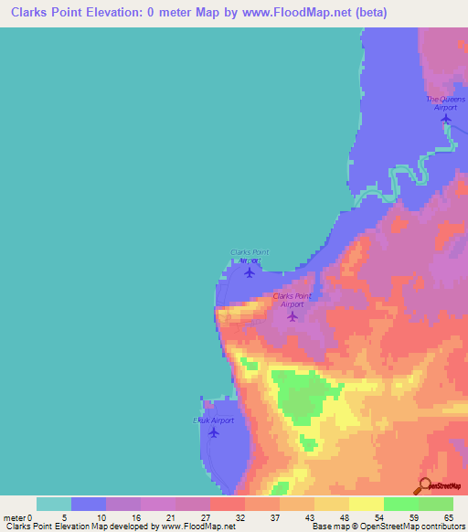 Clarks Point,US Elevation Map