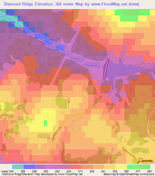 Diamond Ridge,US Elevation Map