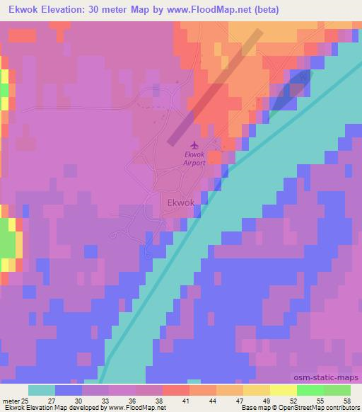 Ekwok,US Elevation Map