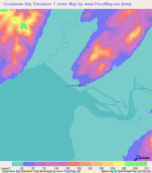 Goodnews Bay,US Elevation Map