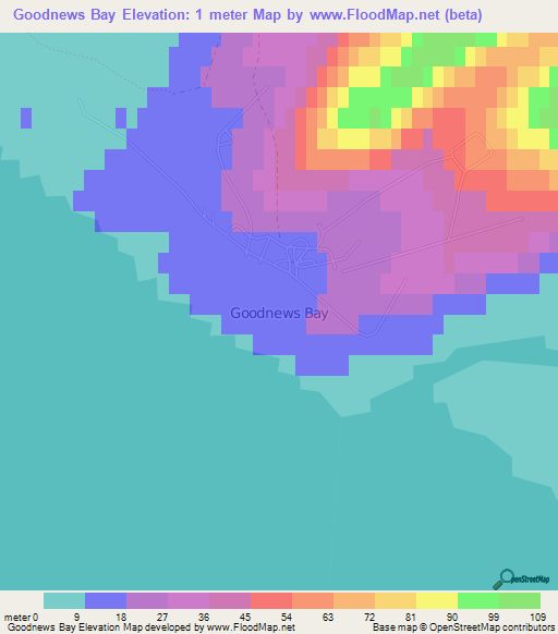 Goodnews Bay,US Elevation Map