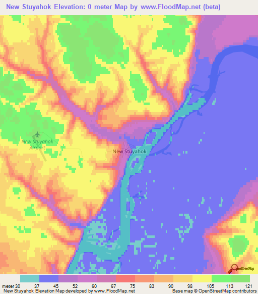 New Stuyahok,US Elevation Map