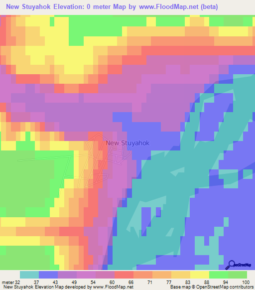 New Stuyahok,US Elevation Map