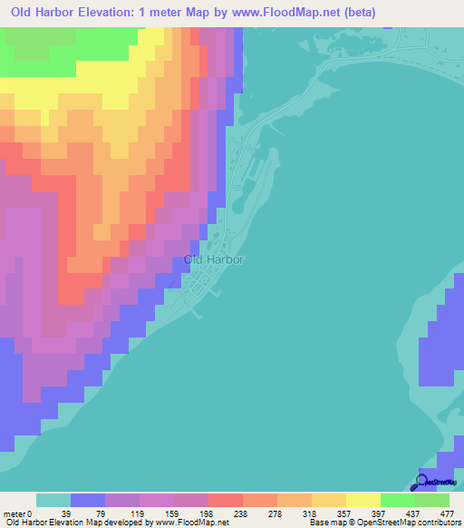 Old Harbor,US Elevation Map