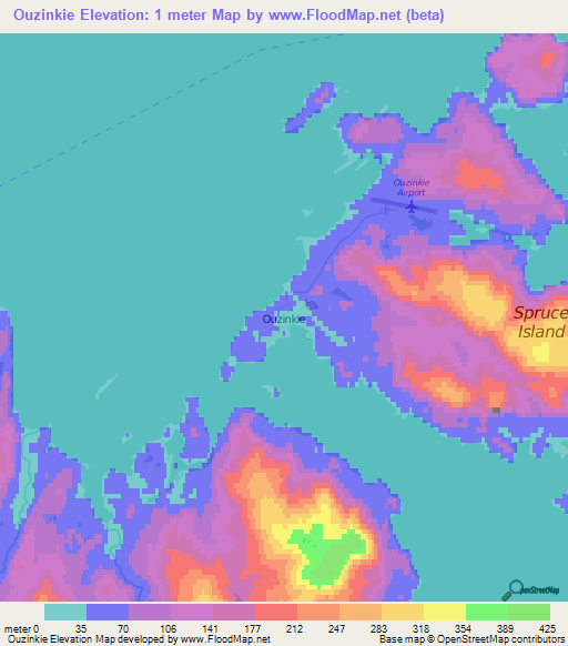 Ouzinkie,US Elevation Map