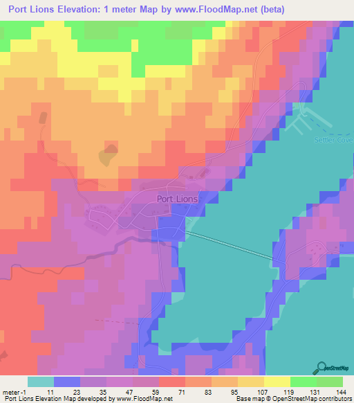 Port Lions,US Elevation Map