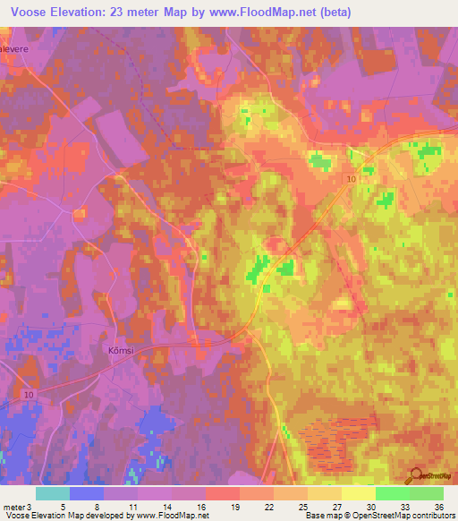 Voose,Estonia Elevation Map