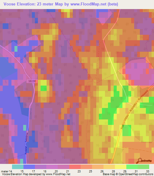 Voose,Estonia Elevation Map