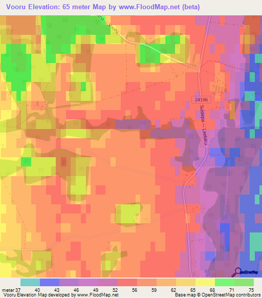 Vooru,Estonia Elevation Map