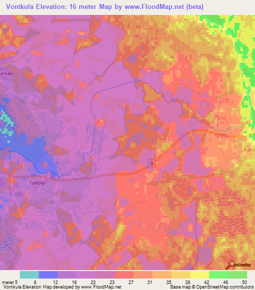 Vontkula,Estonia Elevation Map