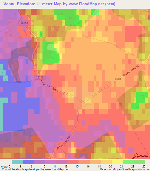 Vonnu,Estonia Elevation Map