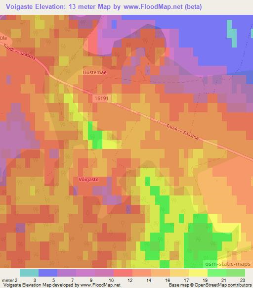 Voigaste,Estonia Elevation Map