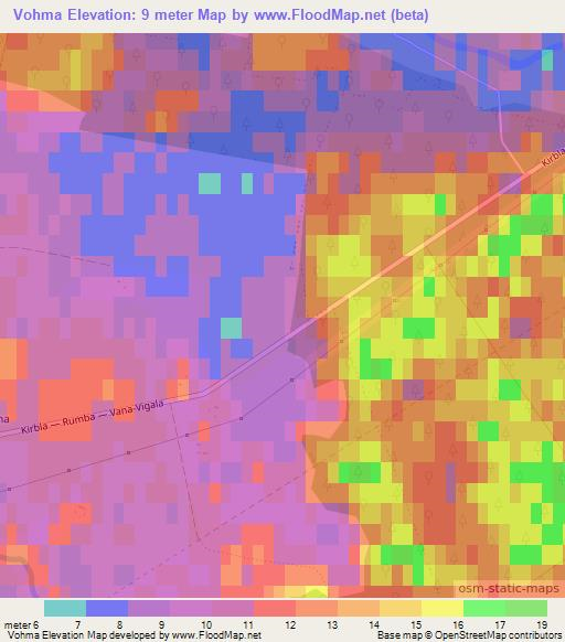 Vohma,Estonia Elevation Map