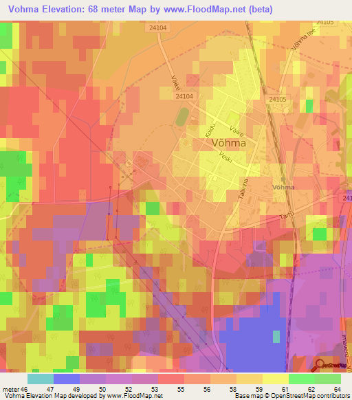 Vohma,Estonia Elevation Map