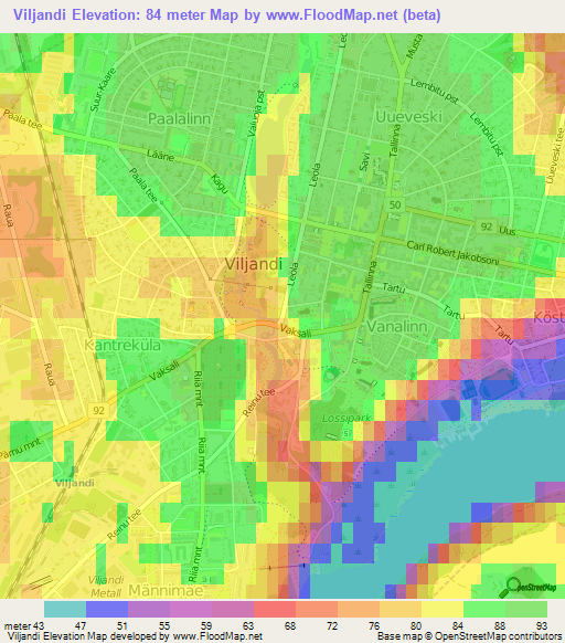 Viljandi,Estonia Elevation Map