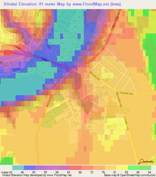 Viiratsi,Estonia Elevation Map