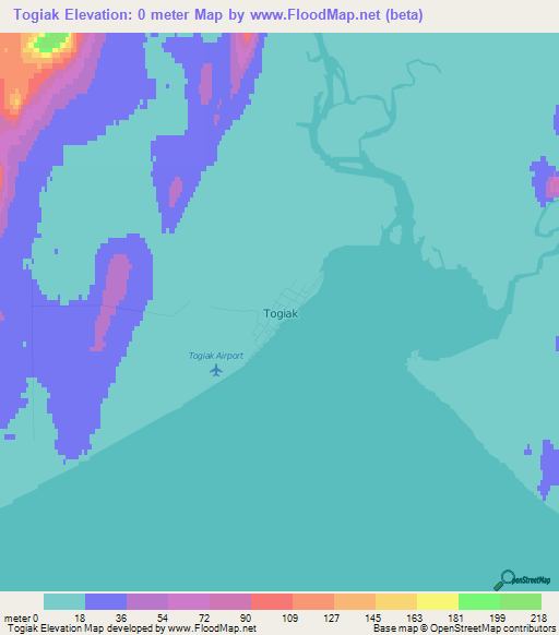 Togiak,US Elevation Map