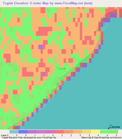 Togiak,US Elevation Map