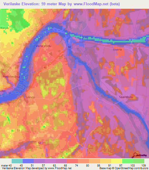 Verilaske,Estonia Elevation Map