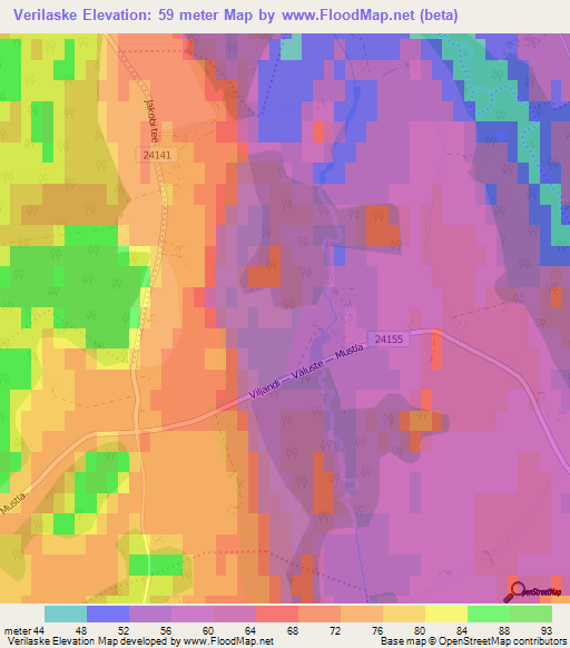 Verilaske,Estonia Elevation Map