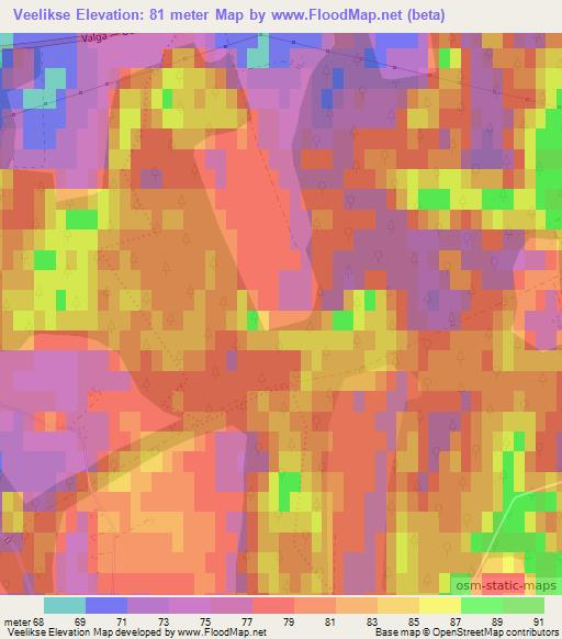 Veelikse,Estonia Elevation Map