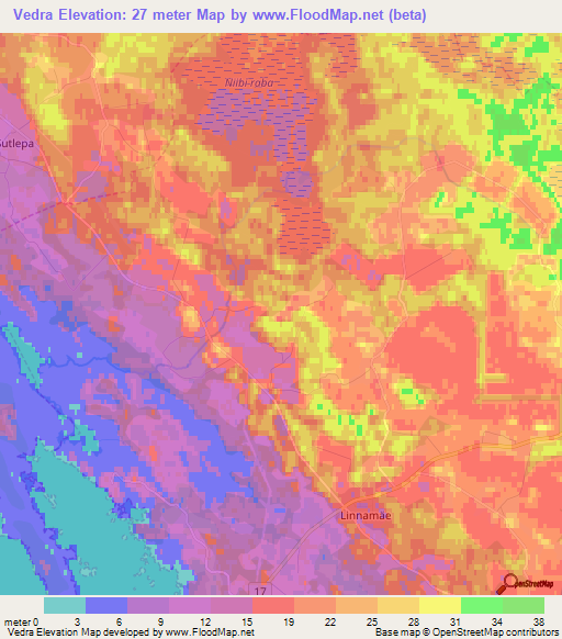 Vedra,Estonia Elevation Map