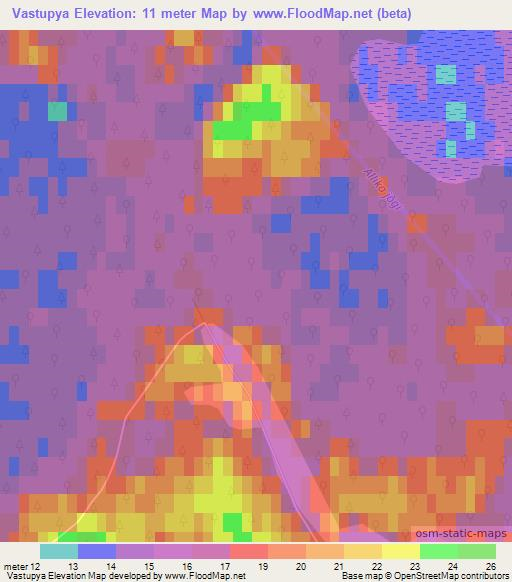 Vastupya,Estonia Elevation Map