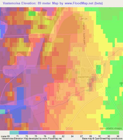 Vastemoisa,Estonia Elevation Map