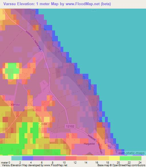 Varssu,Estonia Elevation Map