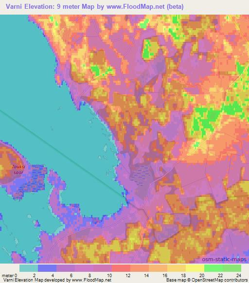 Varni,Estonia Elevation Map