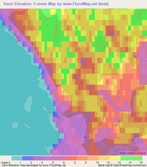 Varni,Estonia Elevation Map