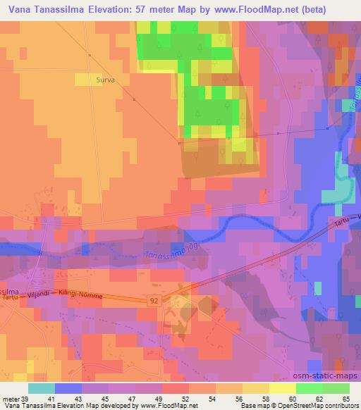 Vana Tanassilma,Estonia Elevation Map