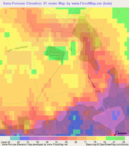 Vana-Pornuse,Estonia Elevation Map