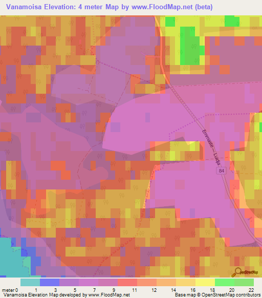 Vanamoisa,Estonia Elevation Map