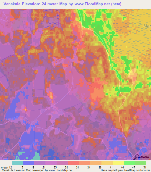 Vanakula,Estonia Elevation Map